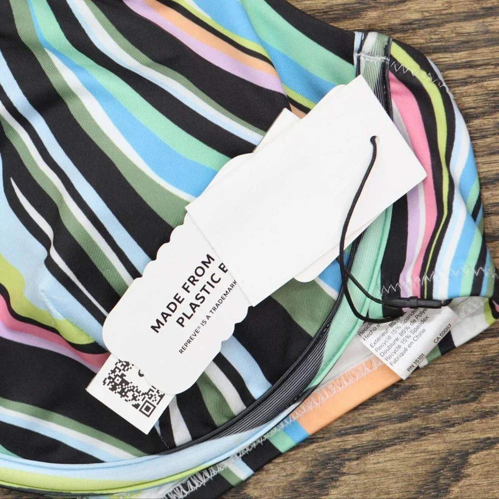 NWT Sanctuary Wavy Double-Strap Bikini Top SAWB22304-980 L Multicolor - Picture 5 of 5